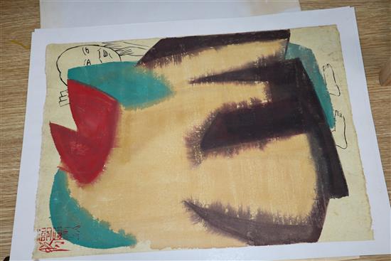 A group of assorted unframed Chinese drawings and prints